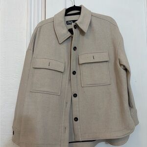 Zara Light Tan Shirt Jacket